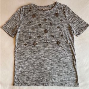 Loft gray/silver rhinestone top